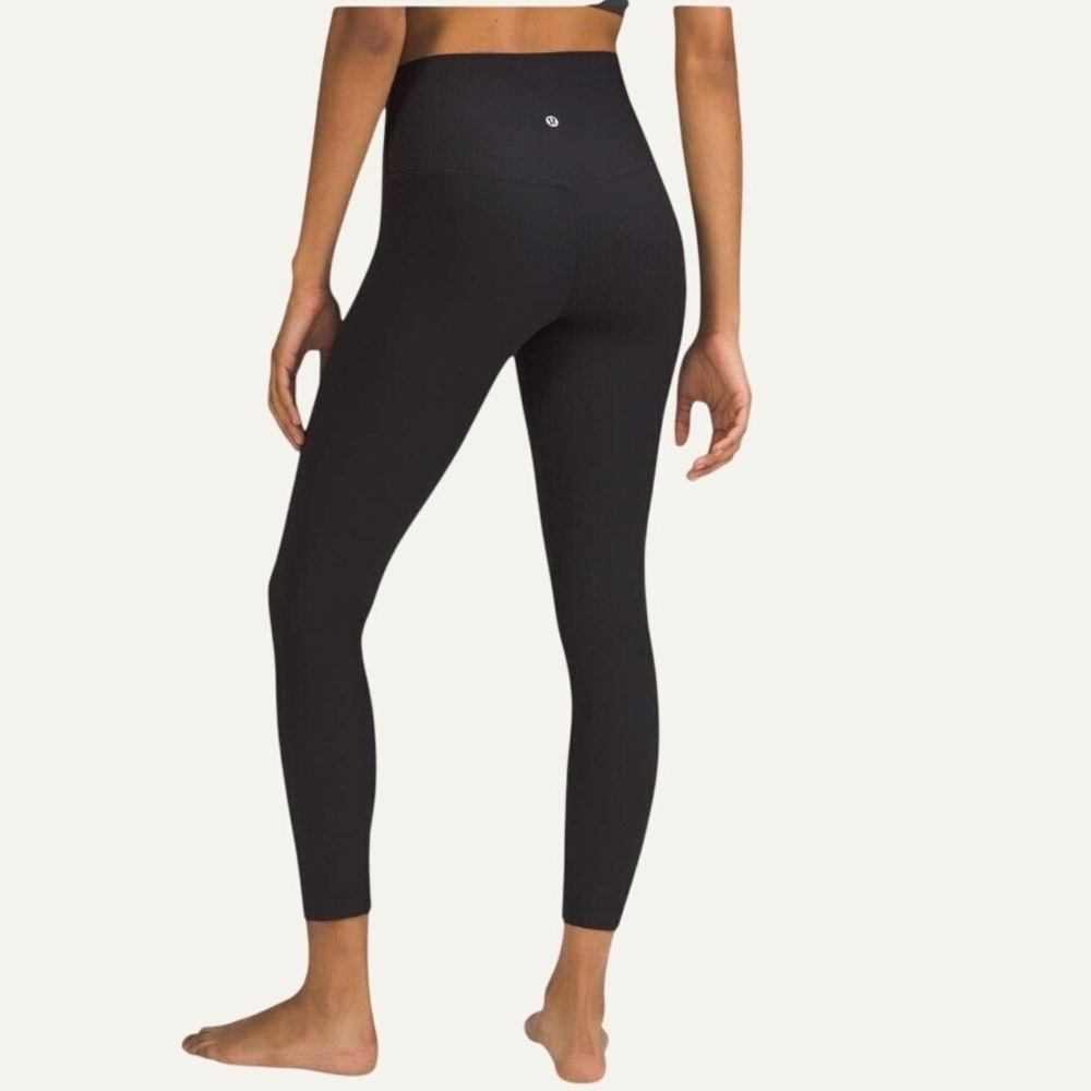 Lululemon Womens 4 Align Ribbed High-Rise Pant 25 Black LW5FJTS Nulu Leggings